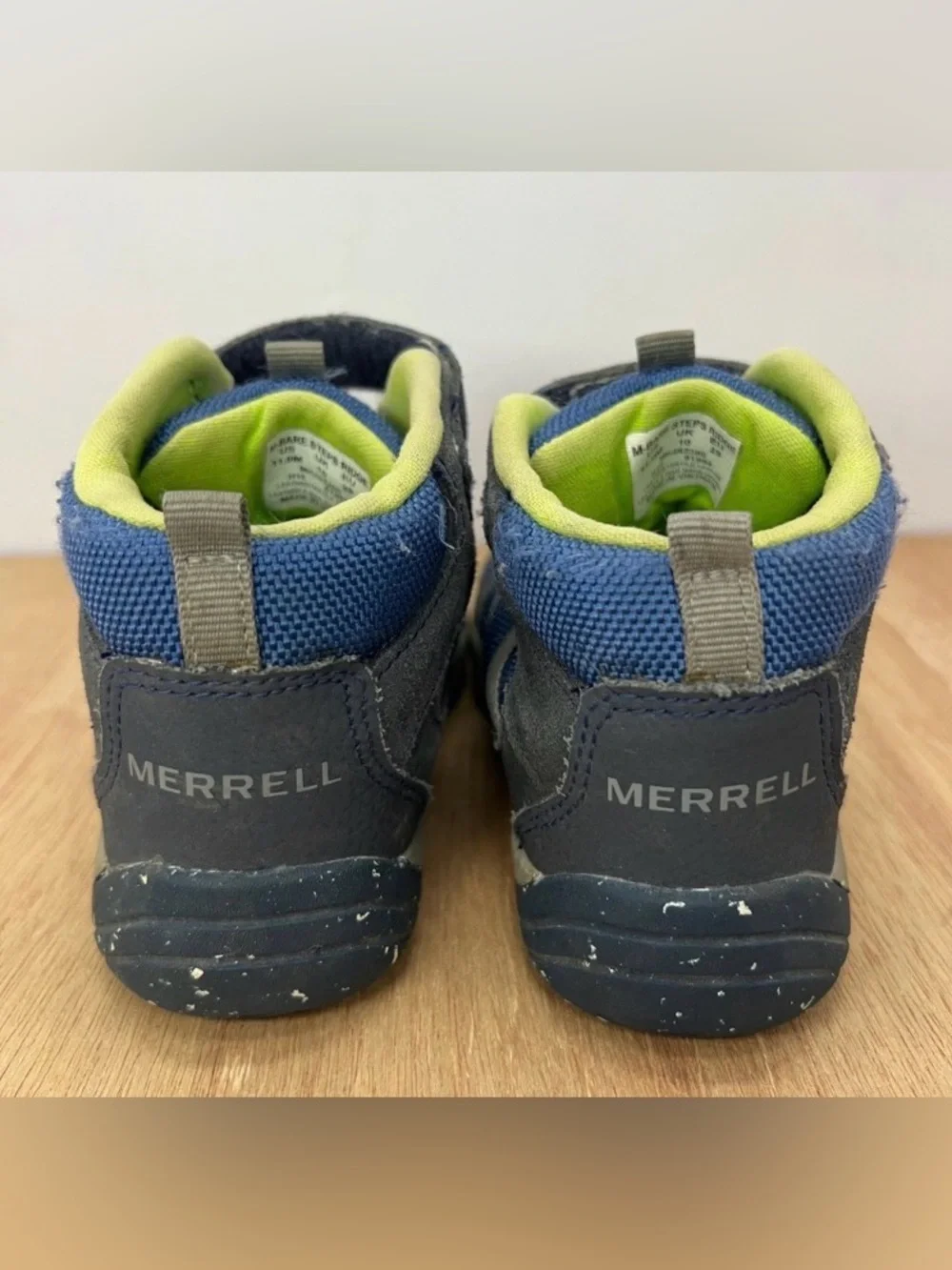 Merrell Bare Steps Ridge Kids 11M Blue Water Repellent Hiking Boots MK262386
